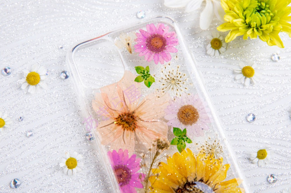 全機種対応iPhone13 Xperia Galaxy スマホケース 押し花ケース 人気 押し花 ❀ケース 花束 花物語 1枚目の画像