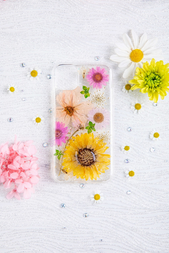 全機種対応iPhone13 Xperia Galaxy スマホケース 押し花ケース 人気 押し花 ❀ケース 花束 花物語 3枚目の画像