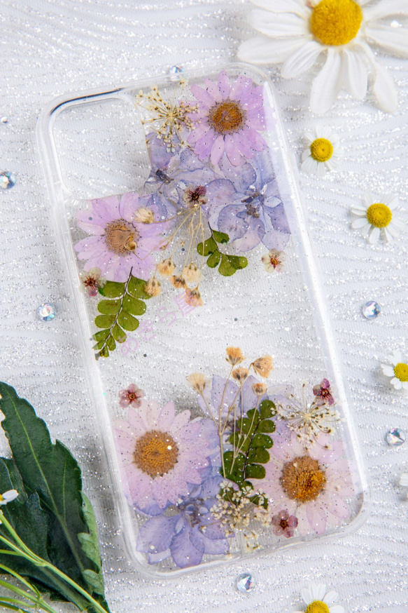 全機種対応iPhone13 Xperia Galaxy スマホケース 押し花ケース 人気 押し花 ❀ケース 花束 花物語 2枚目の画像