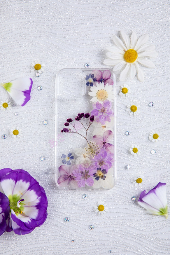 全機種対応iPhone13 Xperia Galaxy スマホケース 押し花ケース 人気 押し花 ❀ケース 花束 花物語 3枚目の画像