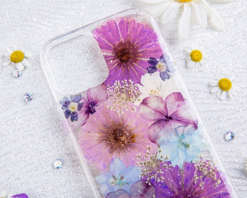 全機種対応iPhone13 Xperia Galaxy スマホケース 押し花ケース