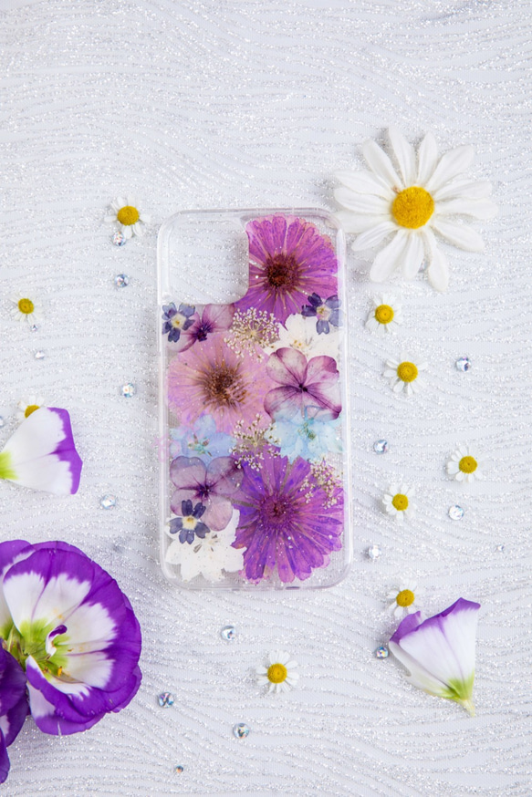 全機種対応iPhone13 Xperia Galaxy スマホケース 押し花ケース 人気 押し花 ❀ケース 花束 花物語 3枚目の画像