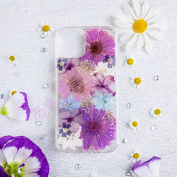 全機種対応iPhone13 Xperia Galaxy スマホケース 押し花ケース 人気 押し花 ❀ケース 花束 花物語 4枚目の画像