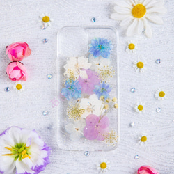 全機種対応iPhone13 Xperia Galaxy スマホケース 押し花ケース 人気 押し花 ❀ケース 花束 花物語 1枚目の画像