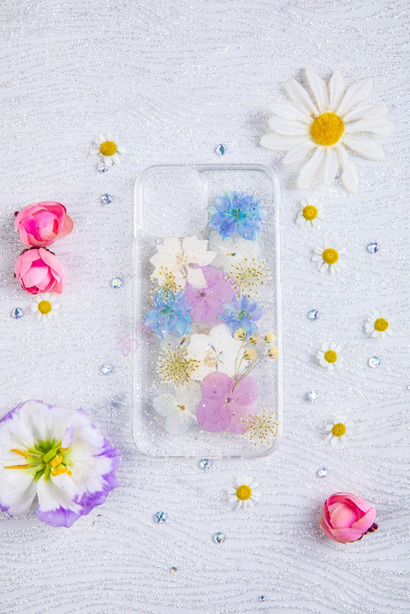 全機種対応iPhone13 Xperia Galaxy スマホケース 押し花ケース 人気 押し花 ❀ケース 花束 花物語 1枚目の画像