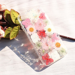 全機種対応iPhone Xperia Galaxy スマホケース 押し花ケース 人気 押し花 ❀ケース 花束 花物語 1枚目の画像