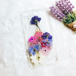 全機種対応iPhone Xperia Galaxy スマホケース 押し花ケース 人気 押し花 ❀ケース 花束 花物語 2枚目の画像