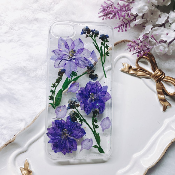 全機種対応iPhone Xperia Galaxy スマホケース 押し花ケース 人気 押し花 ❀ケース 花束 花物語 1枚目の画像