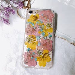 全機種対応iPhone Xperia Galaxy スマホケース 押し花ケース 人気 押し花 ❀ケース 花束 花物語 1枚目の画像