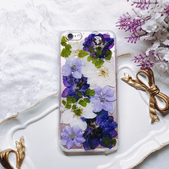 全機種対応iPhone Xperia Galaxy スマホケース  押し花ケース 人気 押し花 ❀ケース 花束 花物語 5枚目の画像