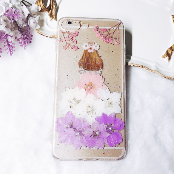 全機種対応iPhone Xperia Galaxy スマホケース  押し花ケース 人気 押し花 ❀ケース 花束 花物語 3枚目の画像