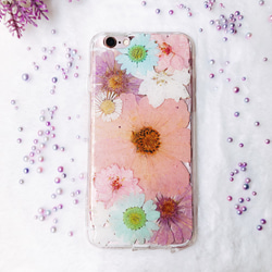 全機種対応iPhone Xperia Galaxy スマホケース 押し花ケース 人気 押し花 ❀ケース 花束 花物語 3枚目の画像