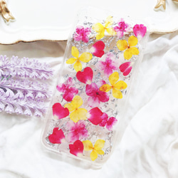 全機種対応iPhone Xperia Galaxy スマホケース 押し花ケース 人気 押し花 ❀ケース 花束 花物語 1枚目の画像