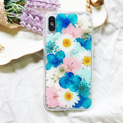 全機種対応iPhone Xperia Galaxy スマホケース 押し花ケース 人気 押し花 ❀ケース 花束 花物語 2枚目の画像
