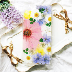 全機種対応iPhone Xperia Galaxy スマホケース 押し花ケース 人気 押し花 ❀ケース 花束 花物語 2枚目の画像