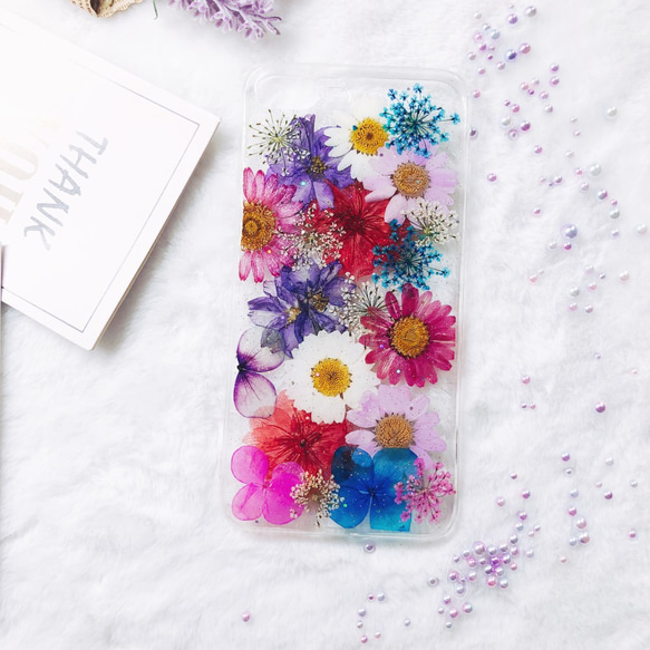 期間限定セール ♡iPhone15 Xperia Galaxy スマホケース 押し花ケース 人気 押し花 ❀ケース 1枚目の画像
