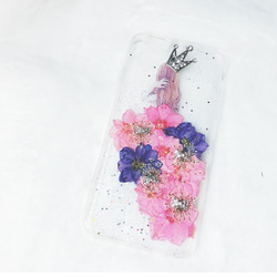 全機種対応iPhone Xperia Galaxy スマホケース 押し花ケース 人気 押し花 ❀ケース 花束 花物語 1枚目の画像