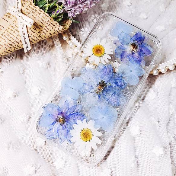 全機種対応iPhone13 Xperia Galaxy スマホケース 押し花ケース 人気 押し花 ❀ケース 花束 花物語 2枚目の画像