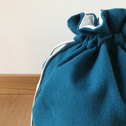 コロンと巾着バッグ〈ブルーグリーン｜起毛〉 3枚目の画像