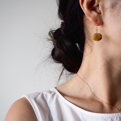 【SALE】フォッシルコーラルの海ピアス SALE】フォッシルコーラルの海ピアス （SALE!!!!!【14kgf