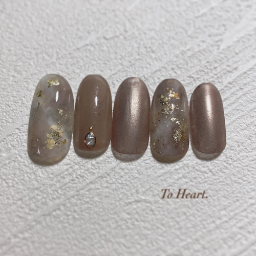 グレージュミラー キレイめニュアンスネイル オフィスネイル お呼ばれ  