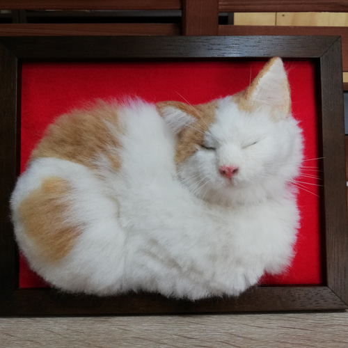 羊毛フェルト猫 フレーム リアル可愛いブリティッシュロングヘア