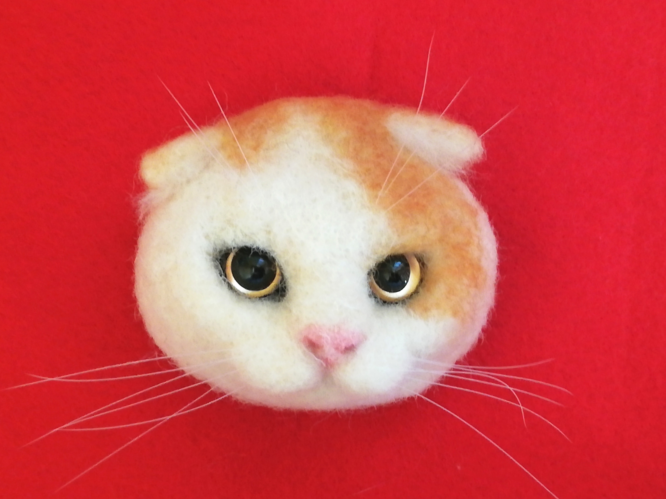 【ハンドメイド】羊毛フェルト 猫 スコティッシュフォールド リアル 約20cm