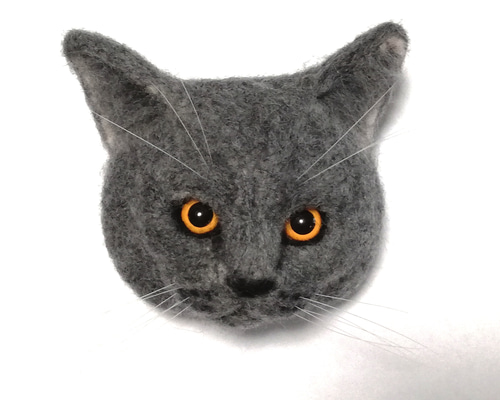 羊毛フェルト猫　ブローチ　ブリティッシュショートヘア 羊毛フェルト ブローチ リアル 猫 ブリティッシュショートヘアー