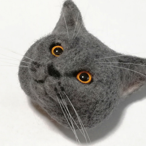 ブリティッシュショートヘアの猫ブローチ501 羊毛フェルト 猫家