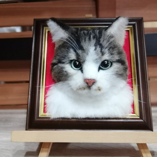 羊毛フェルト猫 キジ猫フレーム - メルカリ
