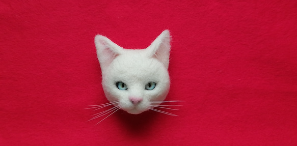 羊毛フェルト猫 白猫ブローチ 白猫ブローチ 羊毛フェルト ブローチ ミメット 通販 5504648