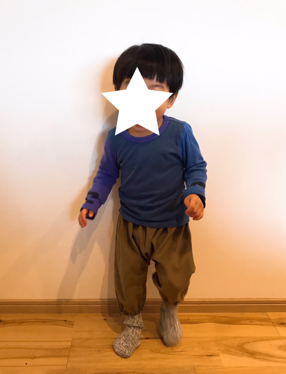 　＜新作＞100cm ひざ丈サルエルパンツ（オリーブコーデュロイ） 5枚目の画像