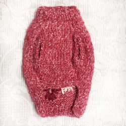 【お色選べます】犬服＊手編み春ニット  ふわふわモヘアお花刺繍セーター 4枚目の画像