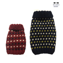 犬服＊手編み編み込みタートルニット ペット服・アクセサリー TAKE