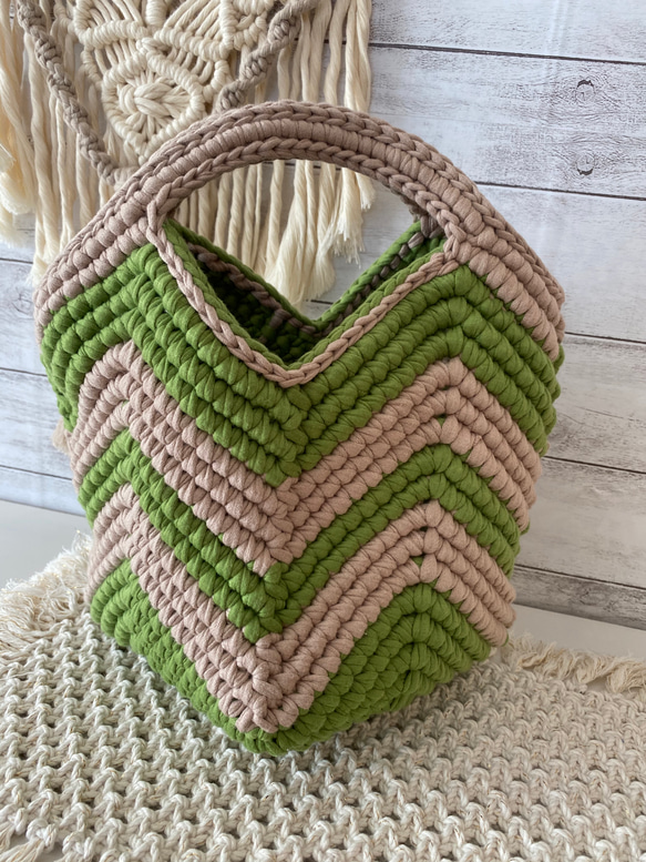 グラニースクエアボトムトート♡ズパゲッティ グラニーバッグ  