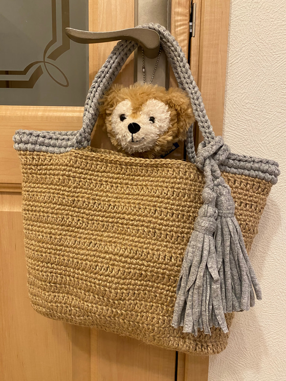 SALE!!麻紐とズパゲッティのバッグ♡タッセル付き トートバッグ 