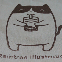 小胖貓愛珍奶 帆布飲料提袋 第4張的照片