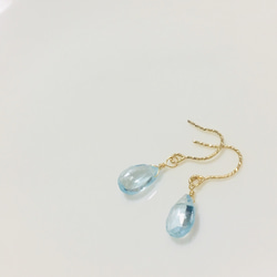 1420 スカイブルーゴールドフラワー　ハンドメイド　イヤリング 1420 スカイブルーゴールドフラワーハンドメイドイヤリング