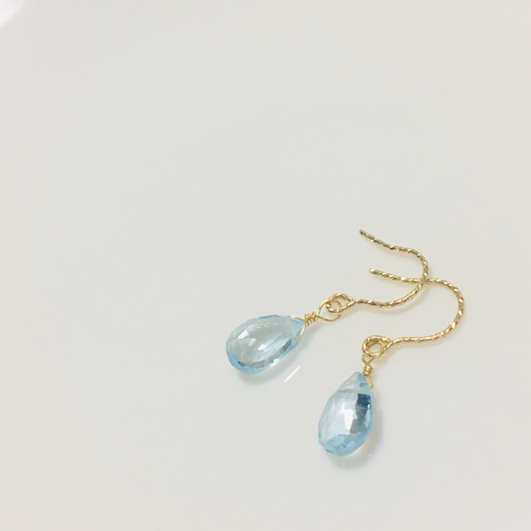 kaya様 スカイブルートパーズ 1粒ピアス スカイ ブルートパーズ ピアス K18YG 18k 18金 イエロー