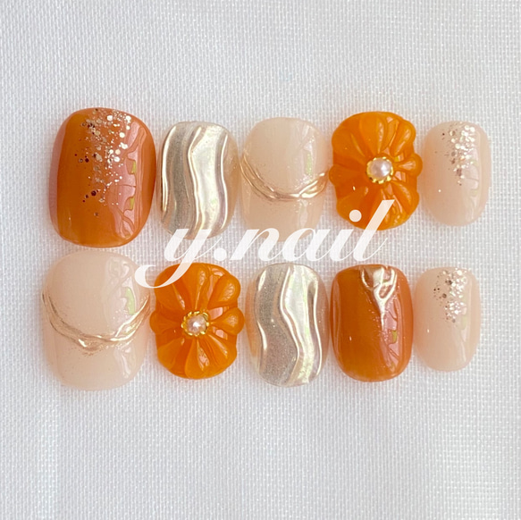 【サイズオーダー用】ぷっくりフラワーネイルチップ 　ネイルチップ No.15 ネイルチップ 春ネイル ぷっくりフラワーネイル ぷっくり