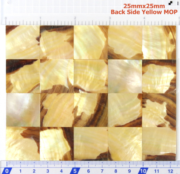 2.5cm 正方形 20個/袋 海水黄蝶貝 天然シェルシート モザイクデコジュエリーデザイ インレイ 2枚目の画像