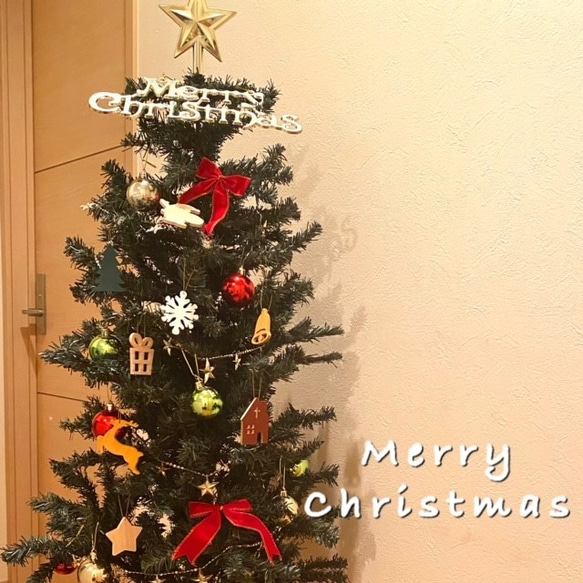 【送料無料】大人クリスマス☆クリスマスオーナメント☆ガーランド☆木製ひのき☆木目ナチュラル 8枚目の画像