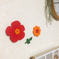 【送料無料】北欧風インテリア☆お花のウォールデコ☆木製ひのき　カラフルフラワー 3枚目の画像