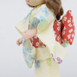 和服為瑪德琳娃娃[日式浴袍]繡球花/橙色花紋帶 第3張的照片