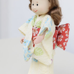 和服為瑪德琳娃娃[日式浴袍]繡球花/橙色花紋帶 第5張的照片