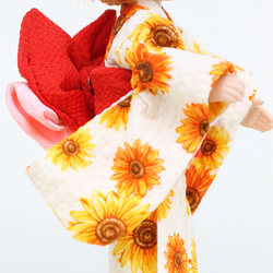 馬德琳cha娃娃衣服★[日式浴衣]向日葵/紅色縐帶 第5張的照片