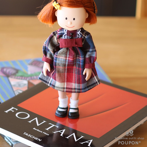 マドレーヌちゃんドール服❤️マドラスチェックパフスリーブワンピ