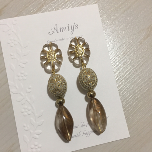 再販✨】アンティークカラーのゆらゆらデザインピアス/イヤリング  