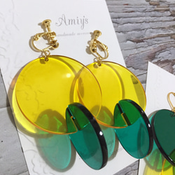 色あわせを楽しむ♡clear yellow & clear green MARU pierce/earring 2枚目の画像