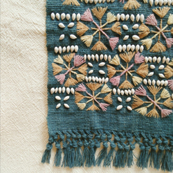 カレン族の手刺繍タペストリー / 1点もの / タイの草木染め & 手織り  /  藍グレー 3枚目の画像